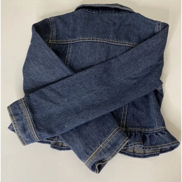 Nannette Kids Dark Wash Floral Butterfly Embroidered Denim Jacket, Sz 6 Ruffles - Picture 9 of 12